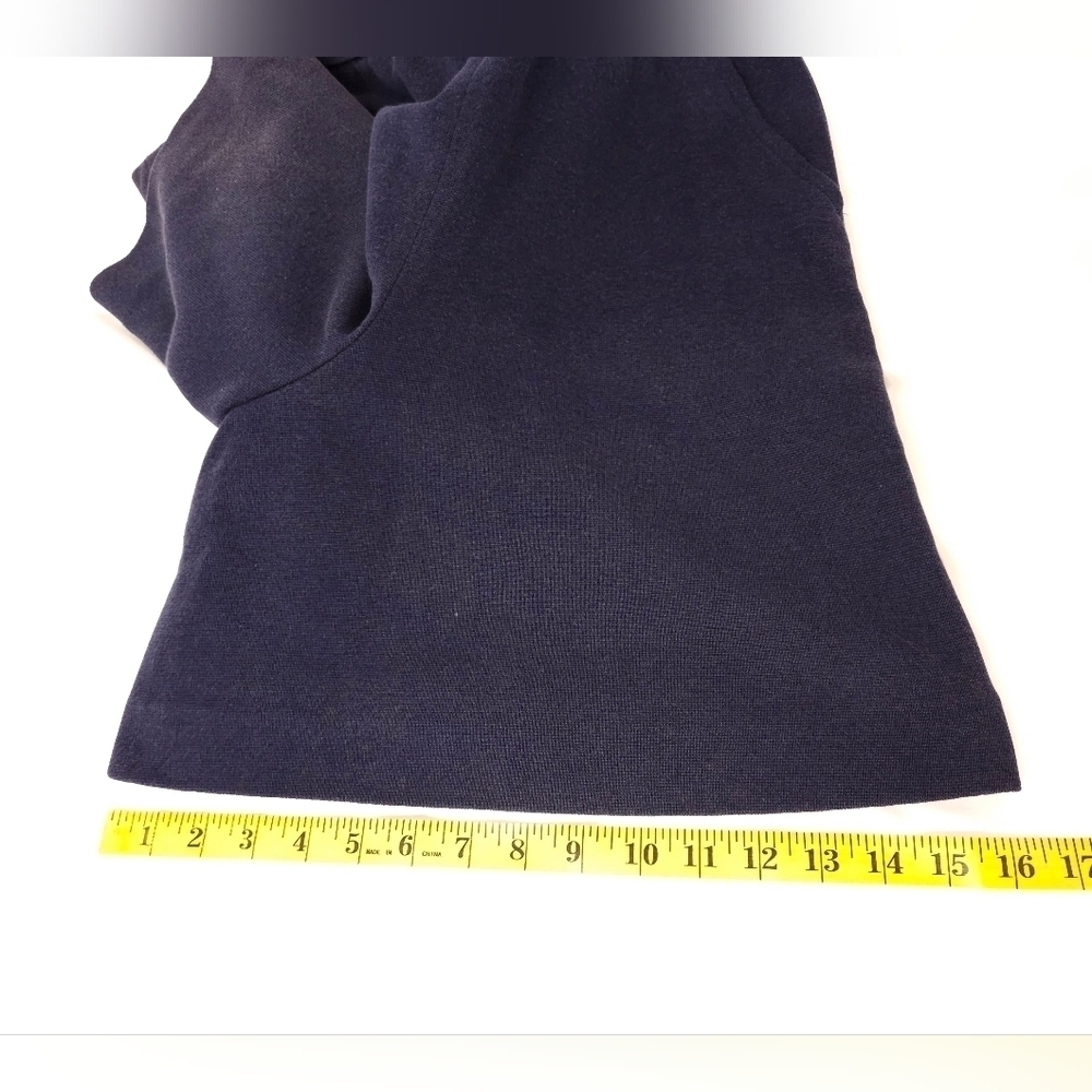 Yves Saint Laurent High Waisted Flared Leg Cotton Knit Shorts In Navy Blue Sz 4 - Picture 12 of 13